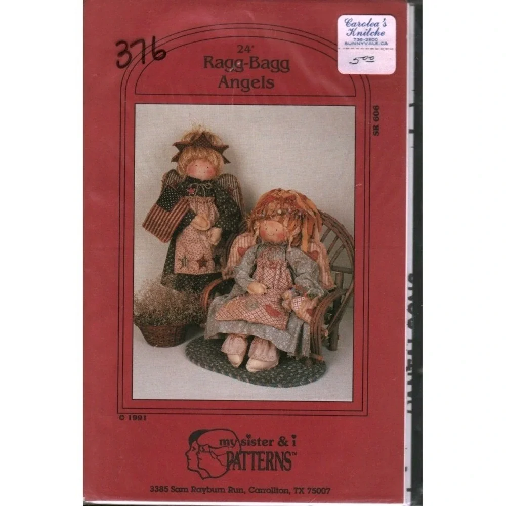 Vintage 1991 My Sister & I Patterns SR 606 Ragg-Bagg Angels 24 Inch Doll Pattern